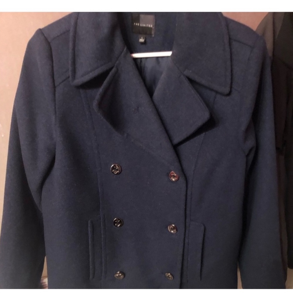 Peacoat Anchor Button Navy Peacoat Jacket The Limited  L Gorgeous Heavy Quality
